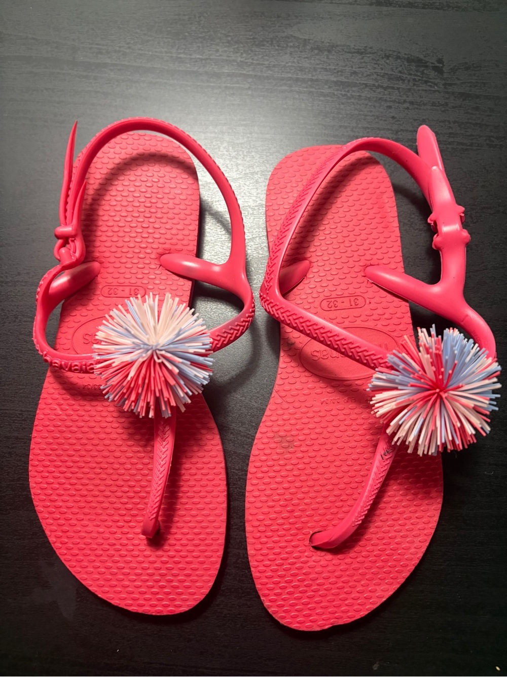 Havaianas Pink Girls Pom-Pom Sandals